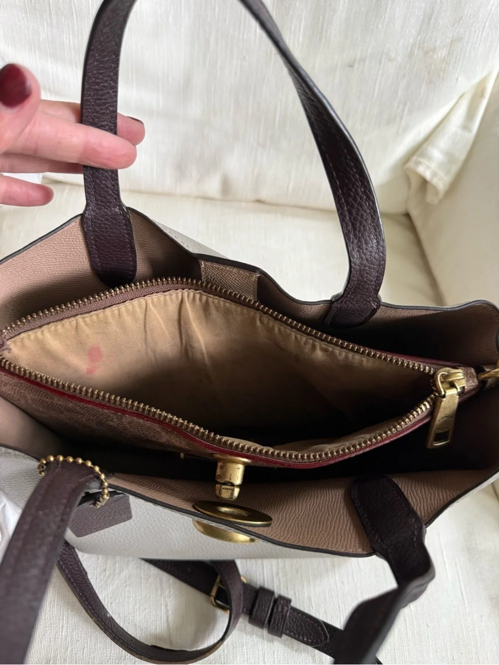 COACH Willow toys grey leather gold hardware